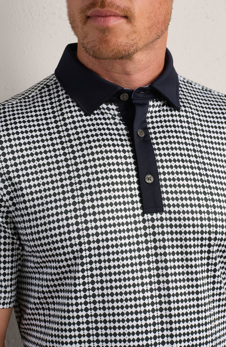 Rhone Golf Sport Geo Print Performance Polo, Alternate, color, Moss Green Wavy Geo