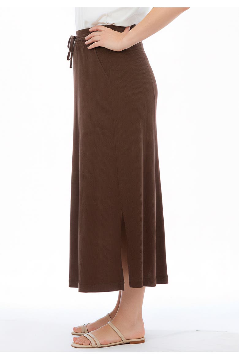 Cotton Gauze A Line Midi Skirt, Alternate, color, RICH BROWN
