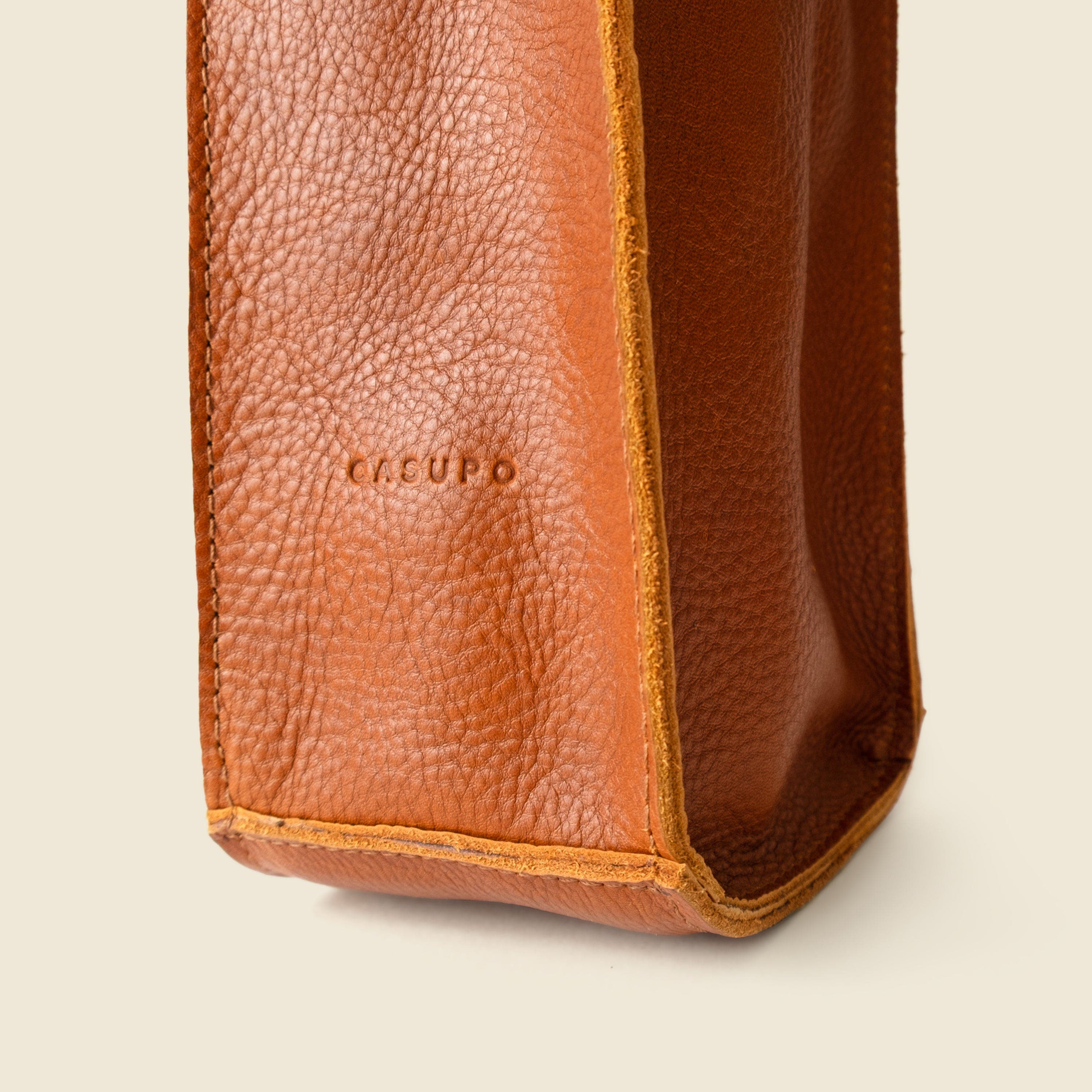Premium Leather Bottle Tote with Handle, Alternate, color, Natural