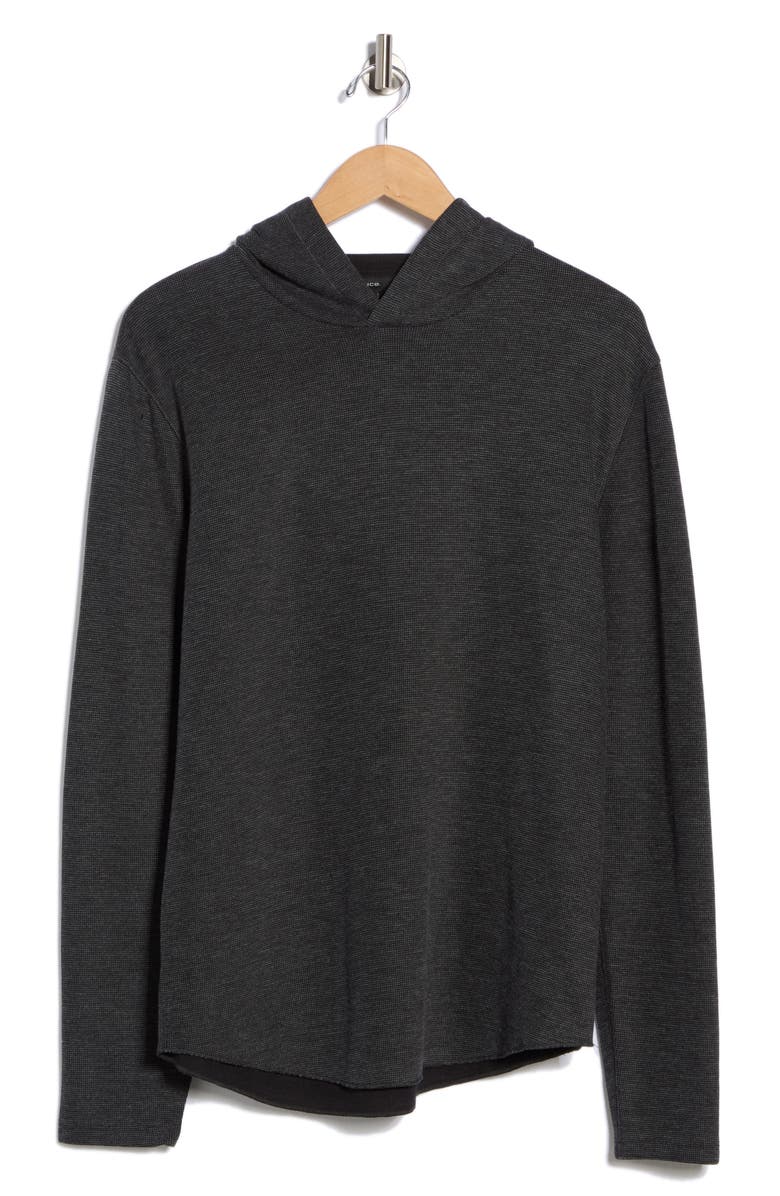 Vince Rib Flat Hoodie, Alternate, color, Black/ Off White