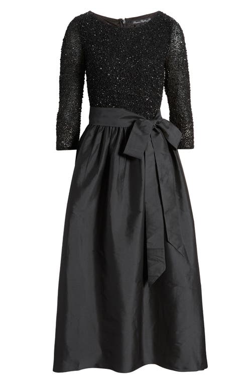 Pisarro Nights Beaded Bodice Taffeta A-line Gown In Black