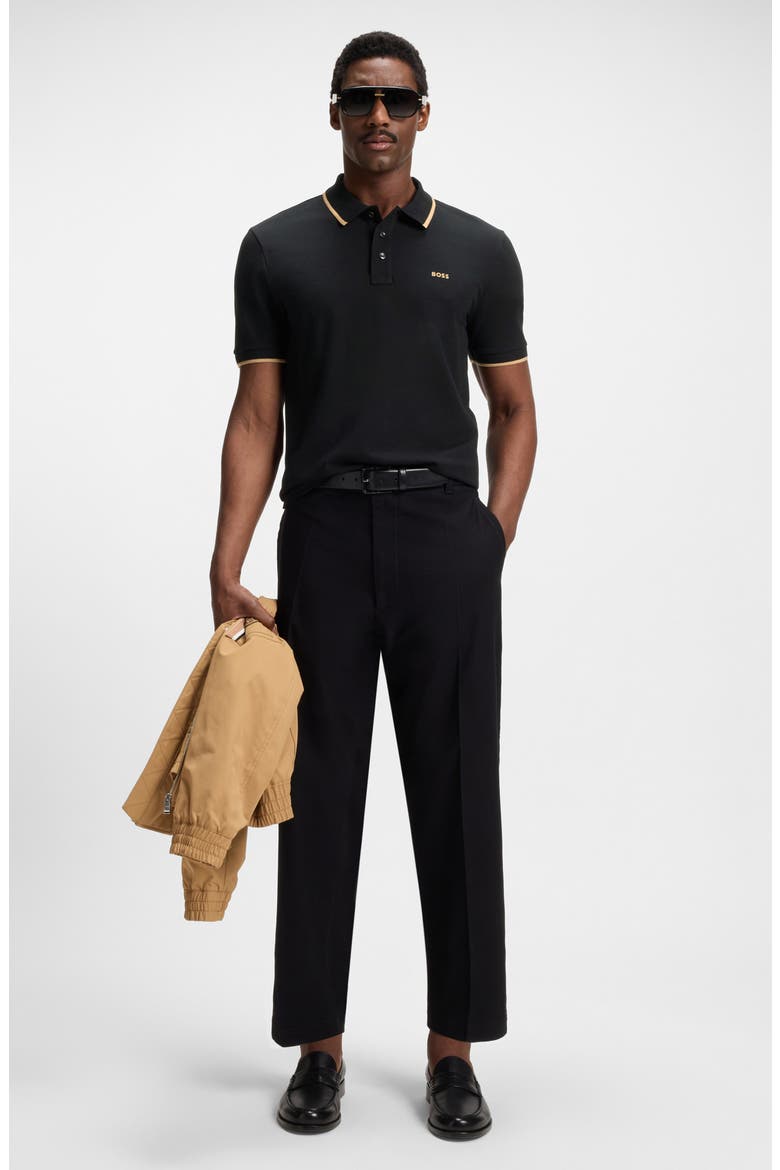Parlay Tipped Cotton Polo, Alternate, color, BLACK