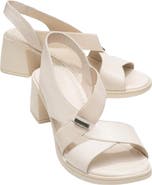 Forever & Always Shoes Crina Elasticated Leather Chunky Heel Sandal