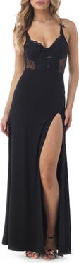 Sky Lace Inset Cocktail Maxi Slipdress