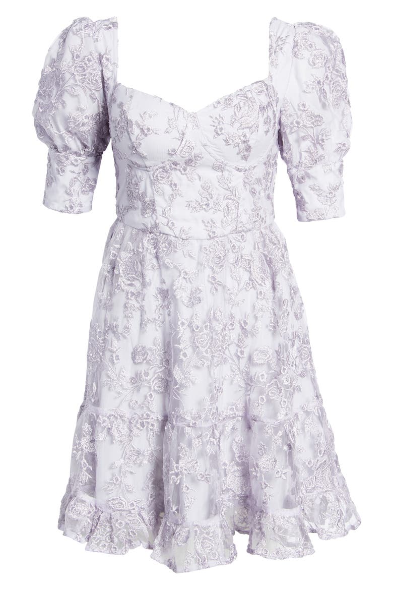 Embroidered Sweetheart Neck Dress, Alternate, color, LILAC