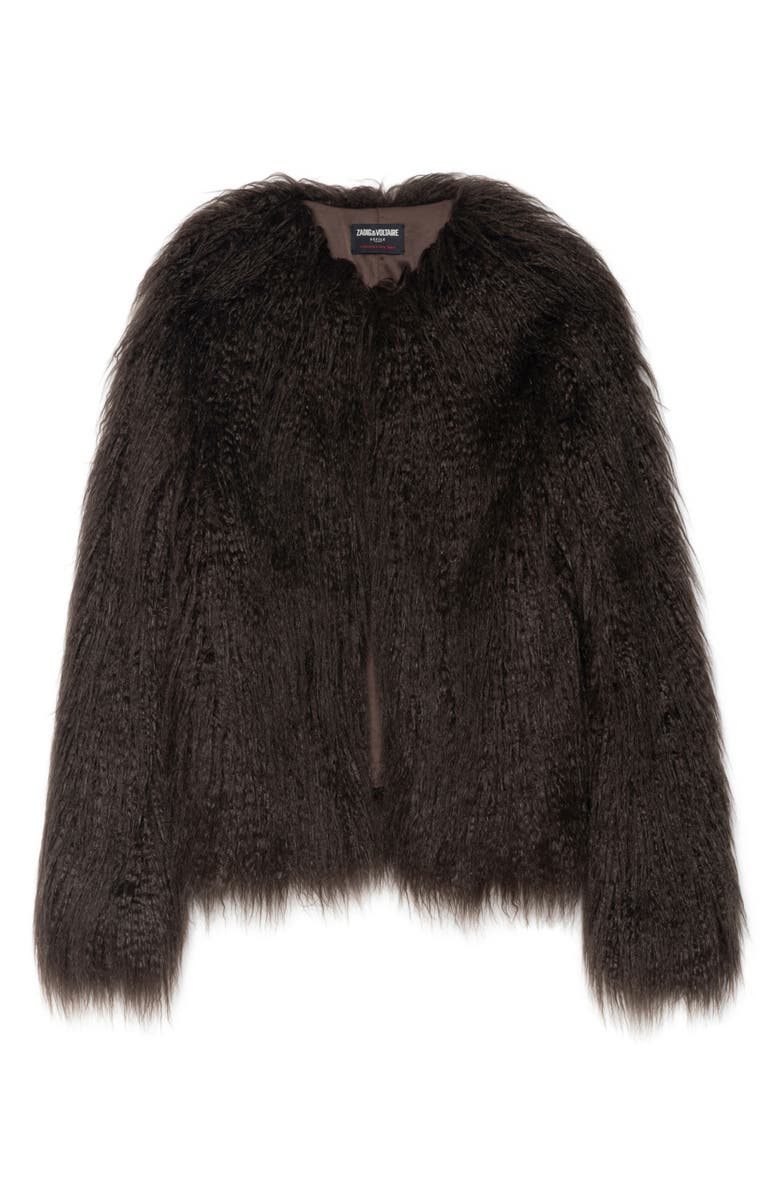 Zadig & Voltaire Freddie Faux Fur Coat, Alternate, color, Dark Chocolate