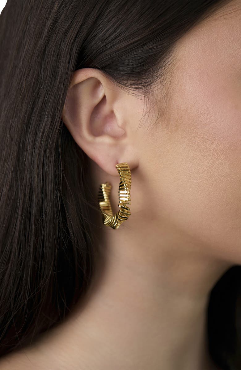 SAACHI Triangle Twisted Hoop Earrings, Alternate, color, Gold