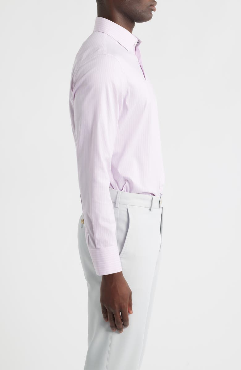 Mizzen+Main Hilton Pinstripe Performance Cotton Blend Button-Up Shirt, Alternate, color, Lavender Haze Chalk Stripe