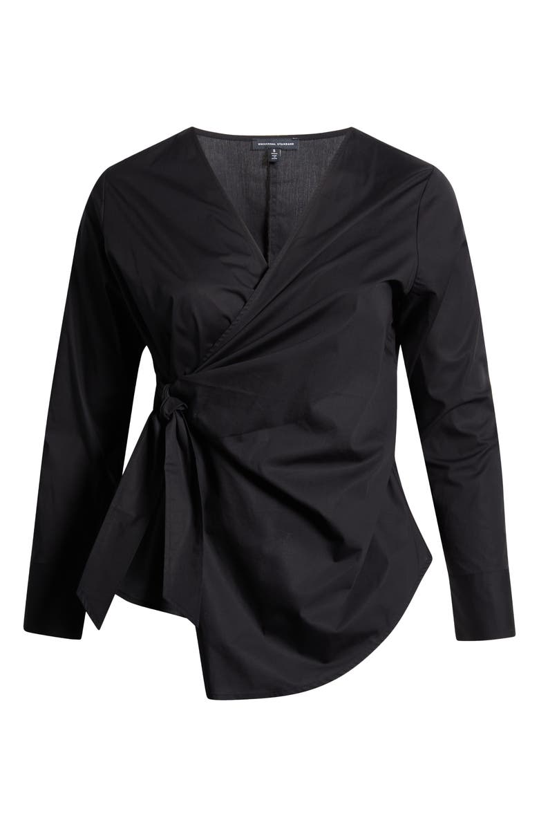 Universal Standard Front Wrap Poplin Shirt, Alternate, color,