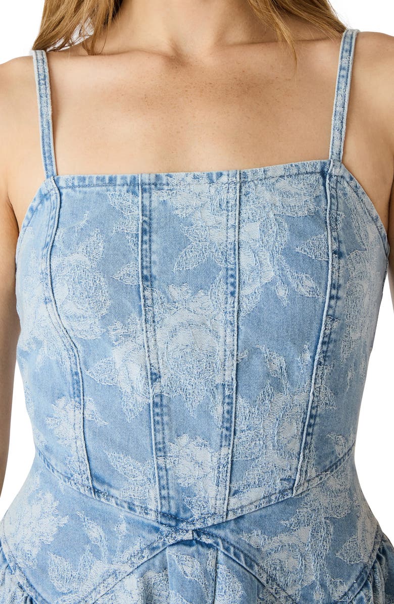 Steve Madden Frencesca Floral Pattern Denim Minidress, Alternate, color,