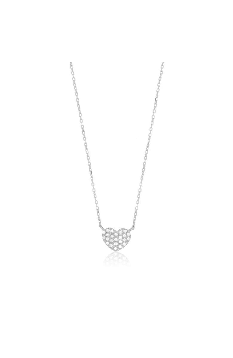 The Lovery Fine Jewelry Mini Diamond Heart Necklace, Main, color, White Gold