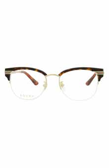 Gucci 50mm Semi Rimless Round Reading Glasses