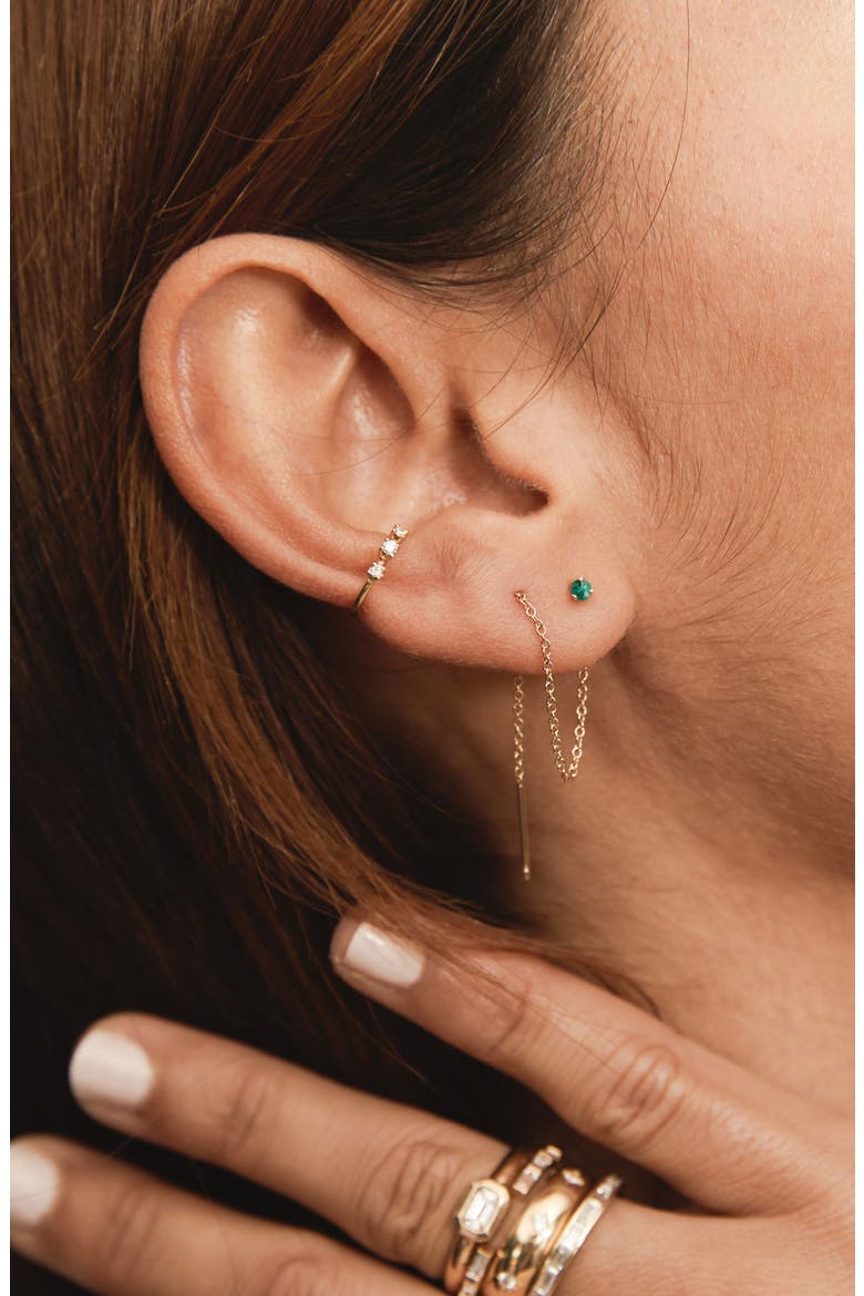14K Yellow Gold Emerald Threader Earrings, Alternate, color, 14K YELLOW GOLD