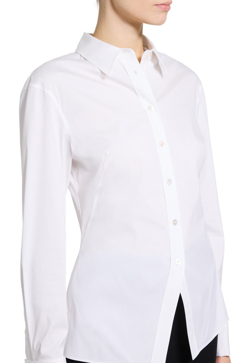 Cutaway Hem Stretch Cotton Shirt, Alternate, color, WHITE - 100