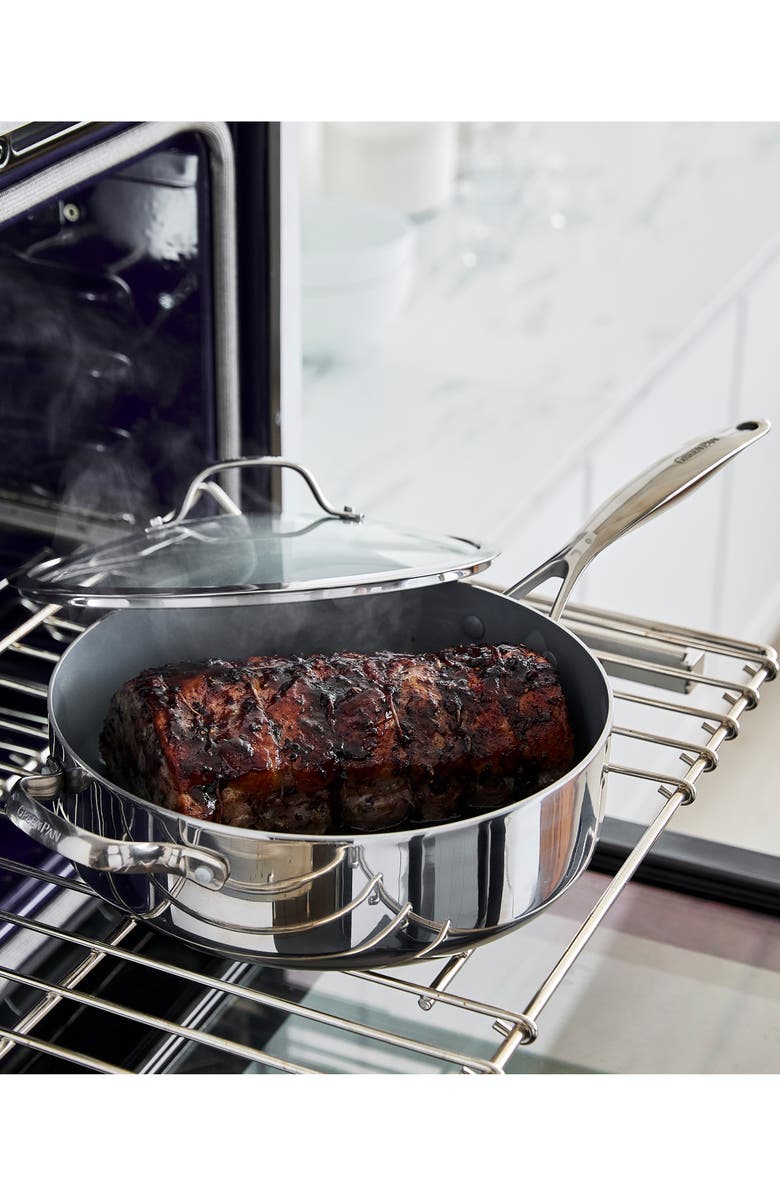 GreenPan Valencia Stainless Steel Nonstick Sauté Pan & Lid, Alternate, color, Stainless Steel