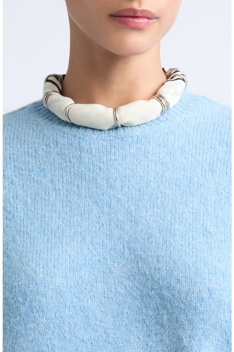 Silk Scarf Collar, Alternate, color, ECRU/ BLACK/ SILVER