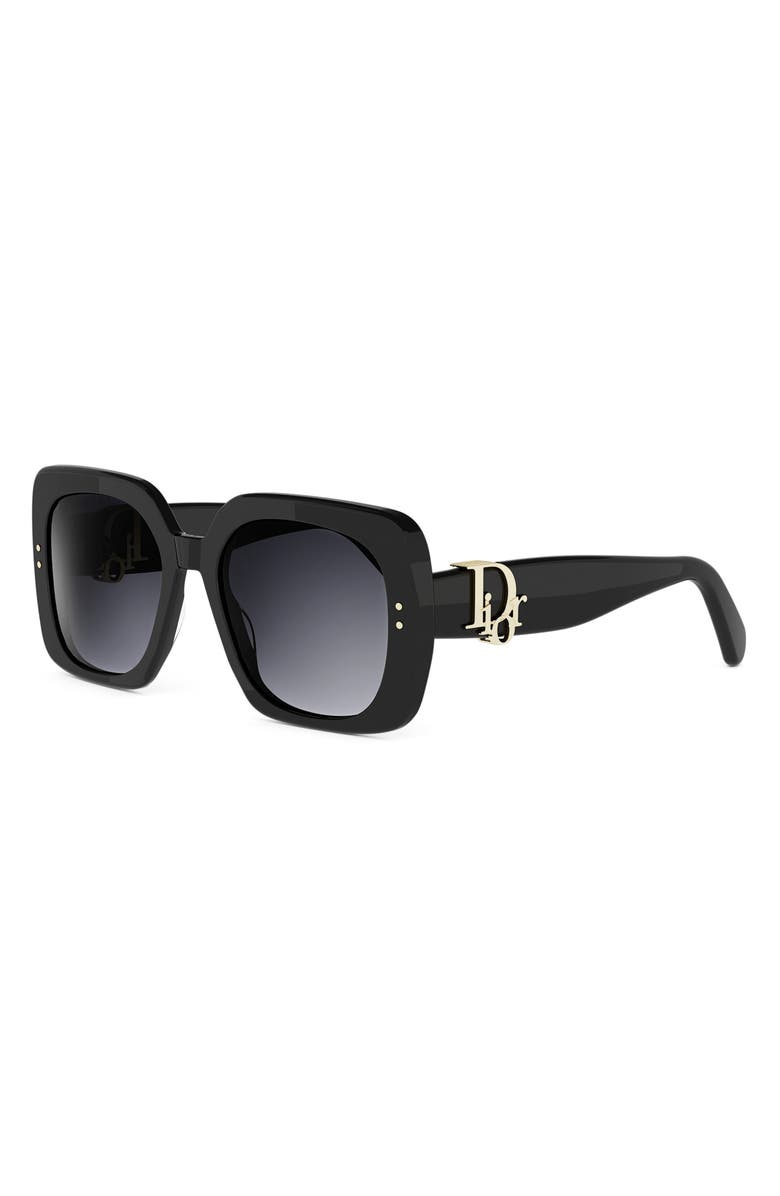 DIOR Oblique S1I 54mm Gradient Square Sunglasses, Alternate, color, Shiny Black / Gradient Smoke