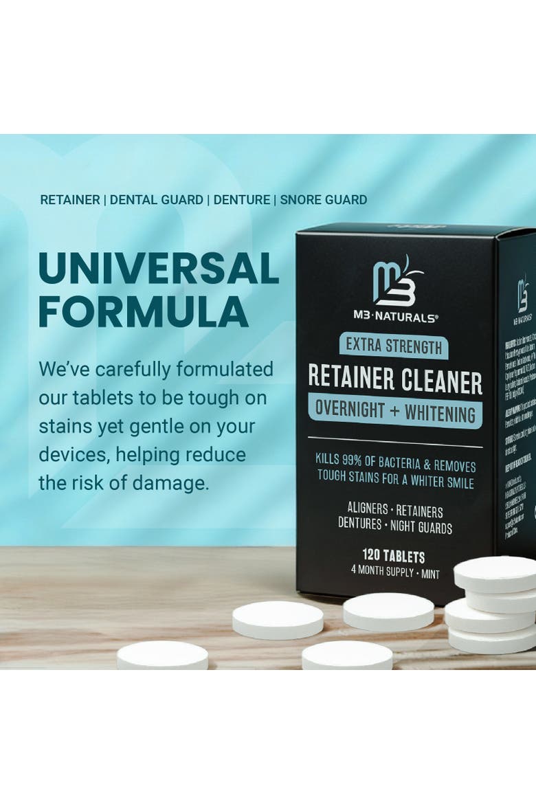 Overnight Retainer Cleaner Tablets with Whitening Formula, 120 Count, Alternate, color, No Colour