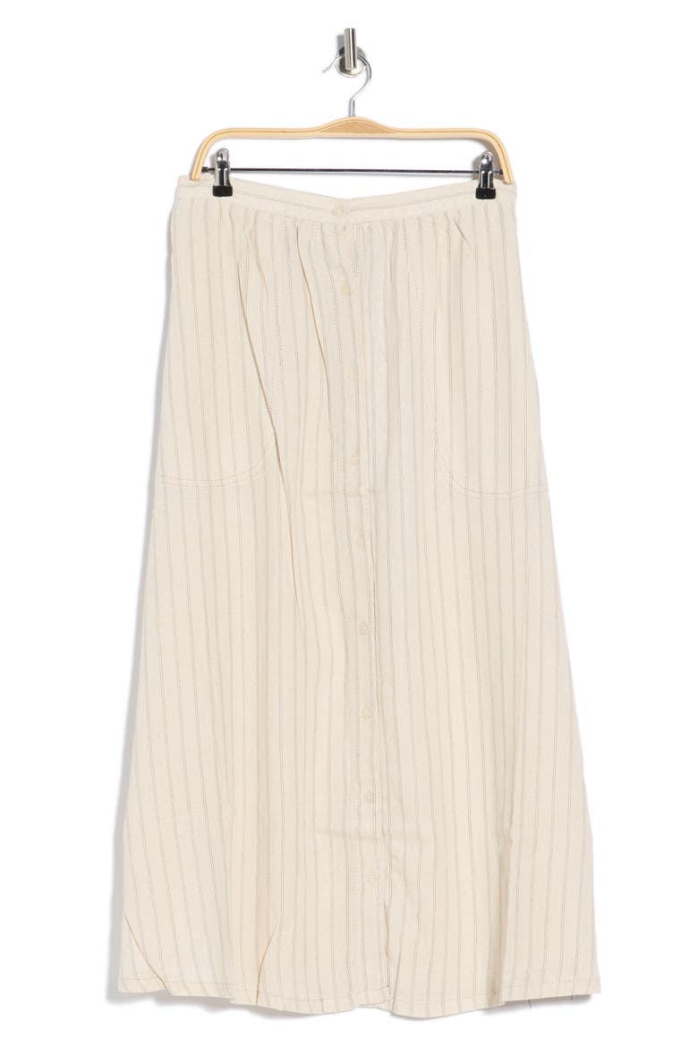 Button Front A-Line Skirt, Main, color, NATURAL DASHING STRIPE