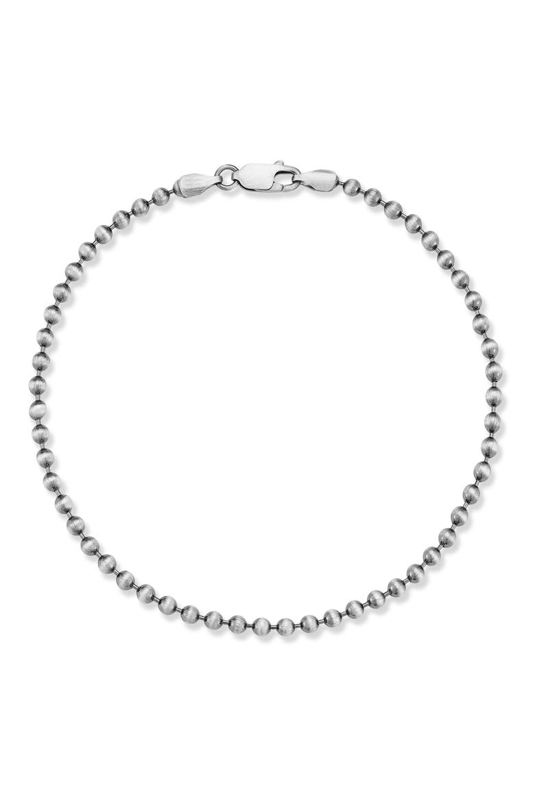 Oxidized 3mm Ball Chain Bracelet, Main, color, SILVER