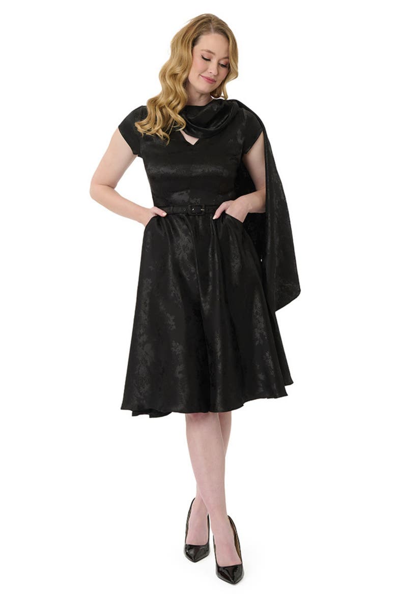 Unique Vintage 1940s Sash Swing Dress, Main, color, Black