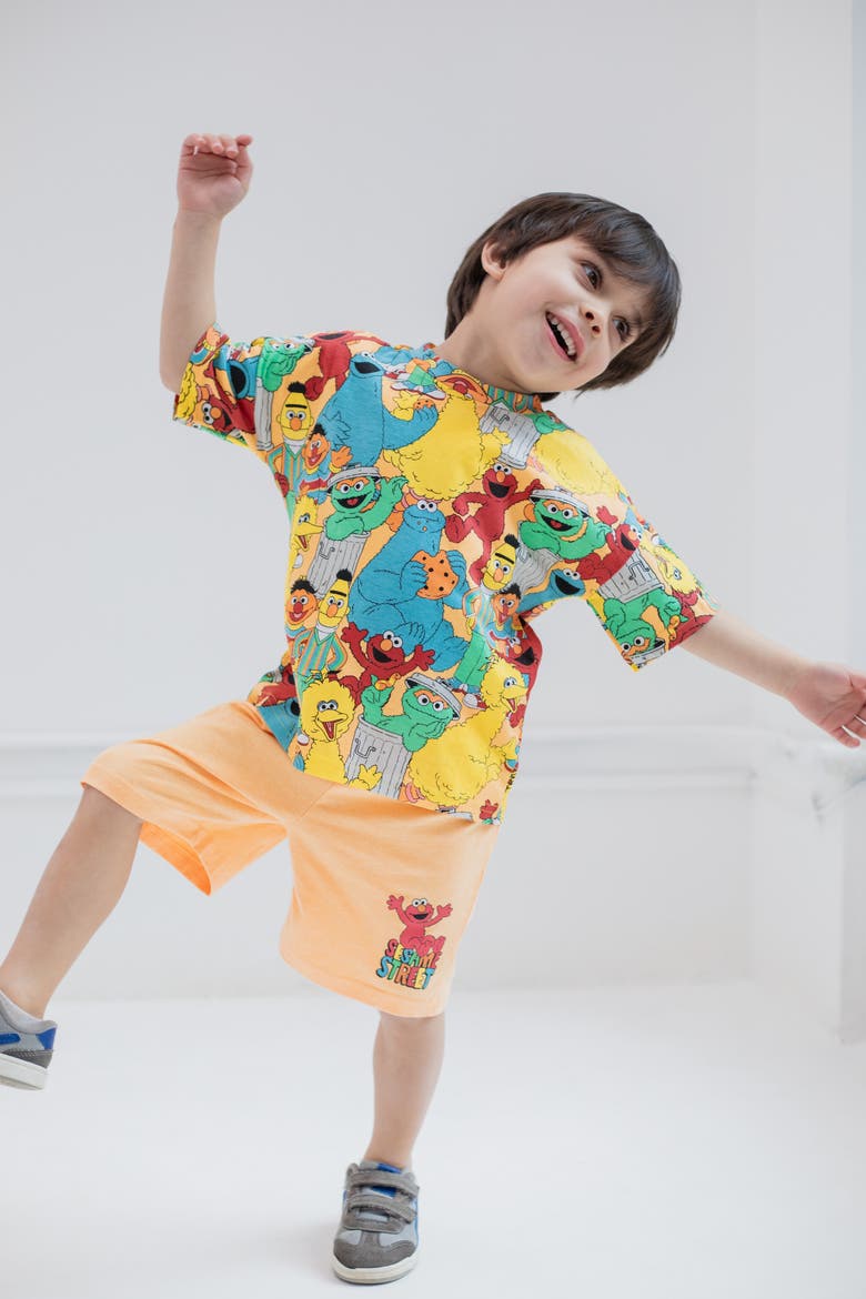 2-Piece T-Shirt and Shorts Set, Alternate, color, Elmo Orange