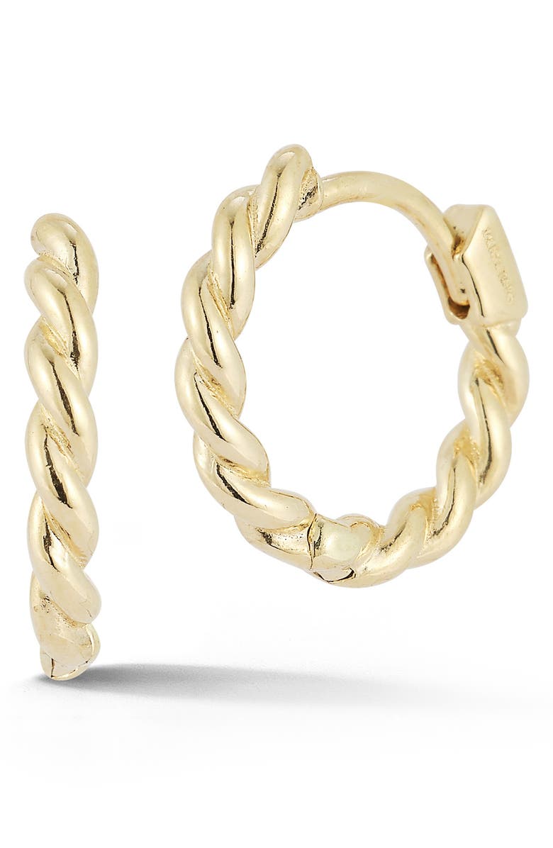 Ember Fine Jewelry 14K Gold Twist Huggie Hoop Earrings, Main, color, Gold
