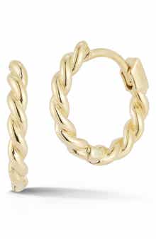 Ember Fine Jewelry 14K Gold Twist Huggie Hoop Earrings