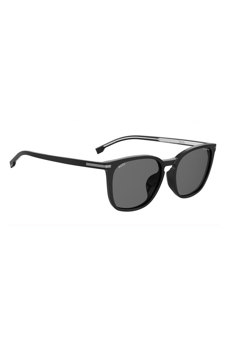 BOSS 56mm Polarized Rectangular Sunglasses, Alternate, color, Black