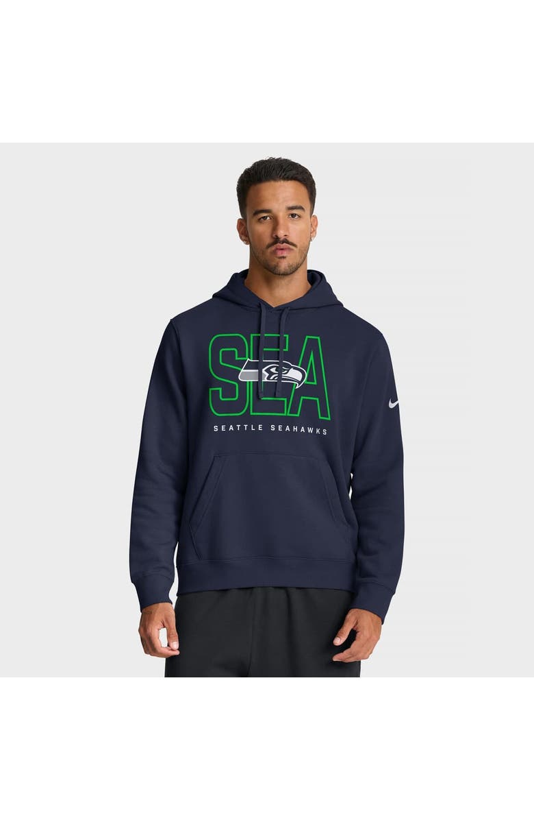 Nike Men's Nike College Navy Seattle Seahawks Busted Play Club Fleece Pullover Hoodie, Main, color, College Navy