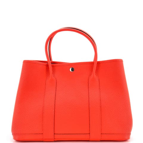 Garden Party Tote Leather with Printed Interior 36