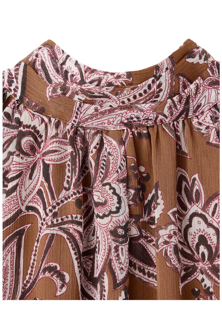 Print Gathered Long Sleeve Minidress, Alternate, color, BURNT ORANGE
