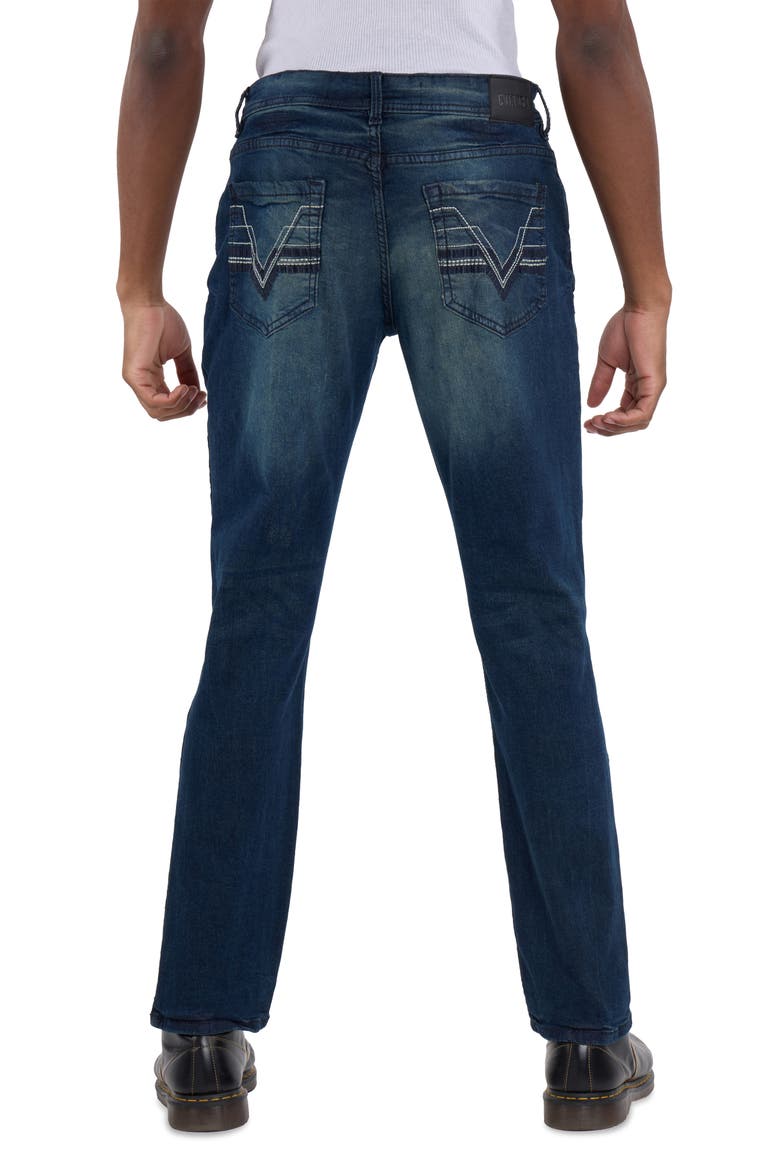Saddle Stitch Stretch Straight Leg Jeans, Alternate, color, DARK BLUE TINT