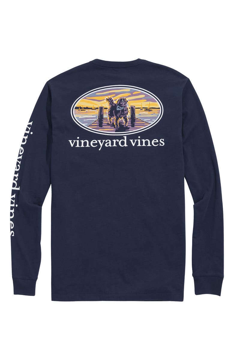 vineyard vines Sunset Pier Bernese Dog Long Sleeve Cotton Graphic T-Shirt, Alternate, color, 