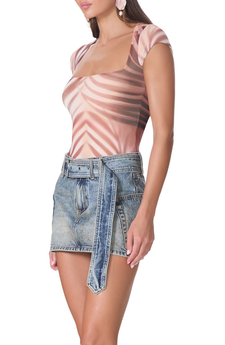 AFRM Winona Square Neck Cap Sleeve Top, Alternate, color, Kissing Palms