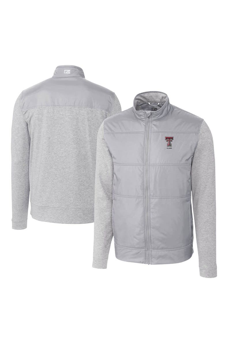 Cutter & Buck Men's Cutter & Buck Gray Texas Tech Red Raiders Alumni Logo Stealth Hybrid Quilted Full-Zip Windbreaker Jacket, Main, color, 