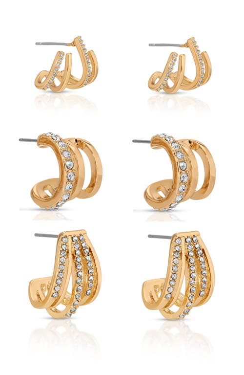 Ettika Set Of 3 Crystal Hoop Earrings