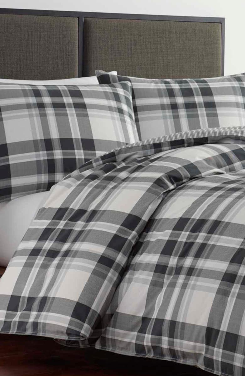 Eddie Bauer Coal Creek Plaid Twin Comforter & Sham Set, Alternate, color, Charcoal