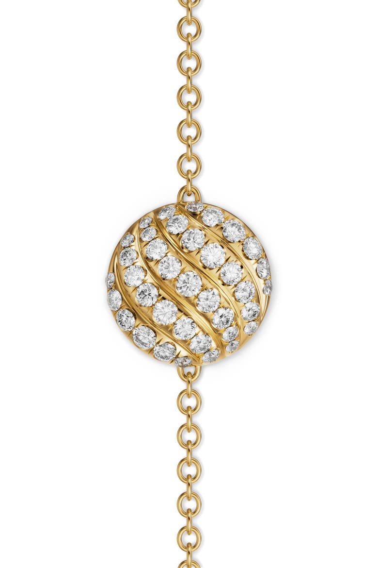 Sculpted Cable Center Station Chain Bracelet in 18K Yellow Gold with Diamonds, 10mm, Alternate, color, GOLD