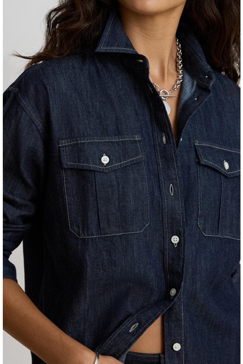 Durrell Cotton Button-Up Shirt, Alternate, color, BLUE