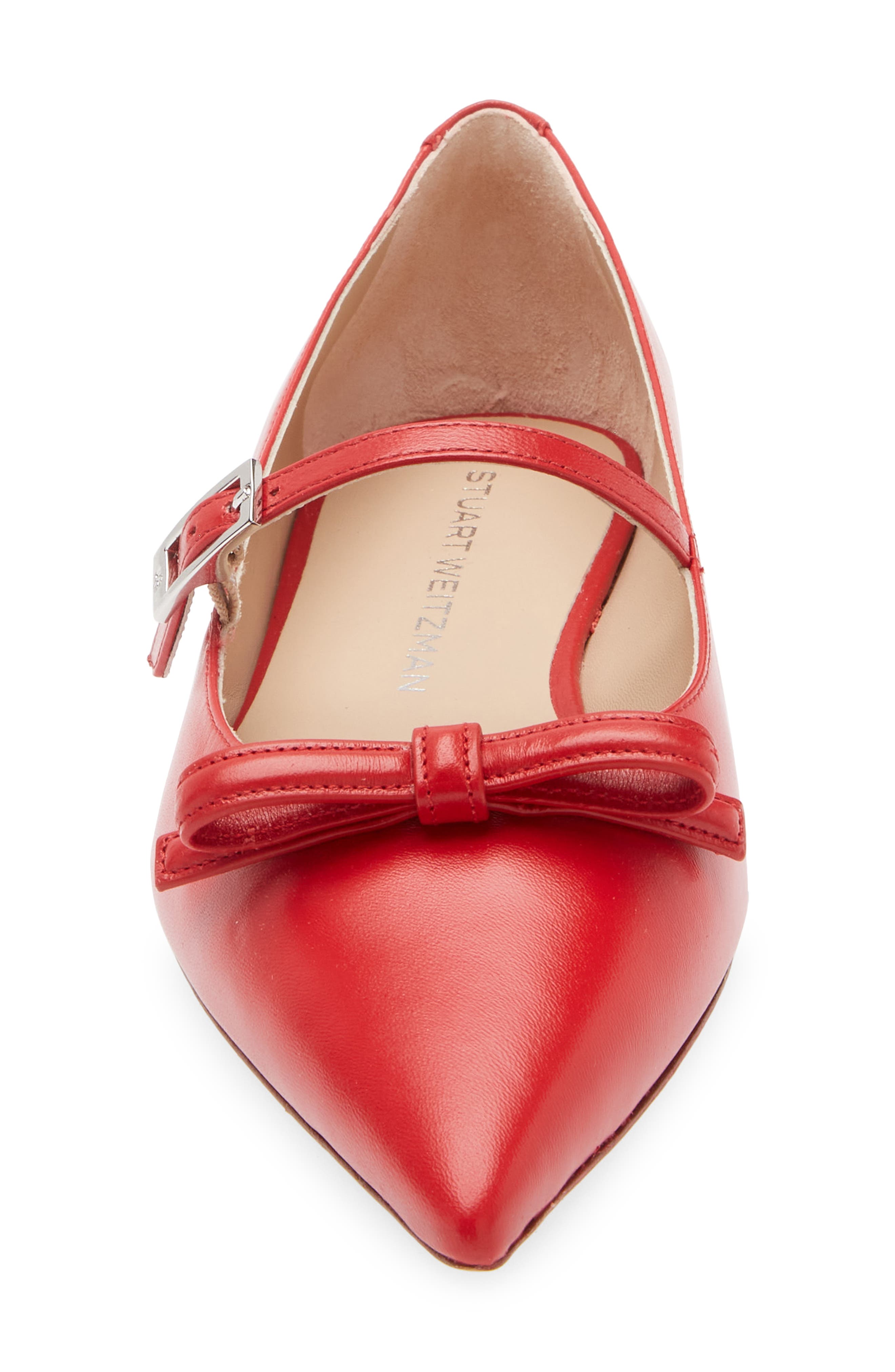 Stuart Weitzman Felicity Bow Mary Jane Flat, Alternate, color, Cherry