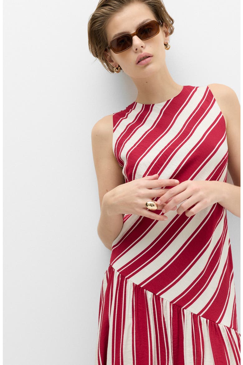 Stripe Drop Waist Sleeveless Maxi Dress, Alternate, color, RED MIX