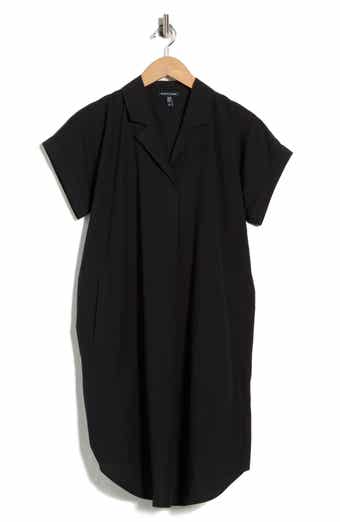 Eileen Fisher Notch Collar Short Sleeve Organic Cotton Shirtdress