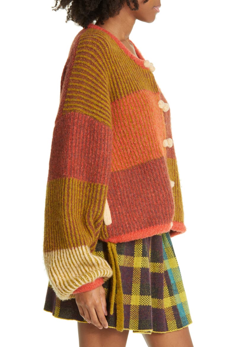 Charlie Wah Colorblock Wool Blend Cardigan, Alternate, color, SPICE
