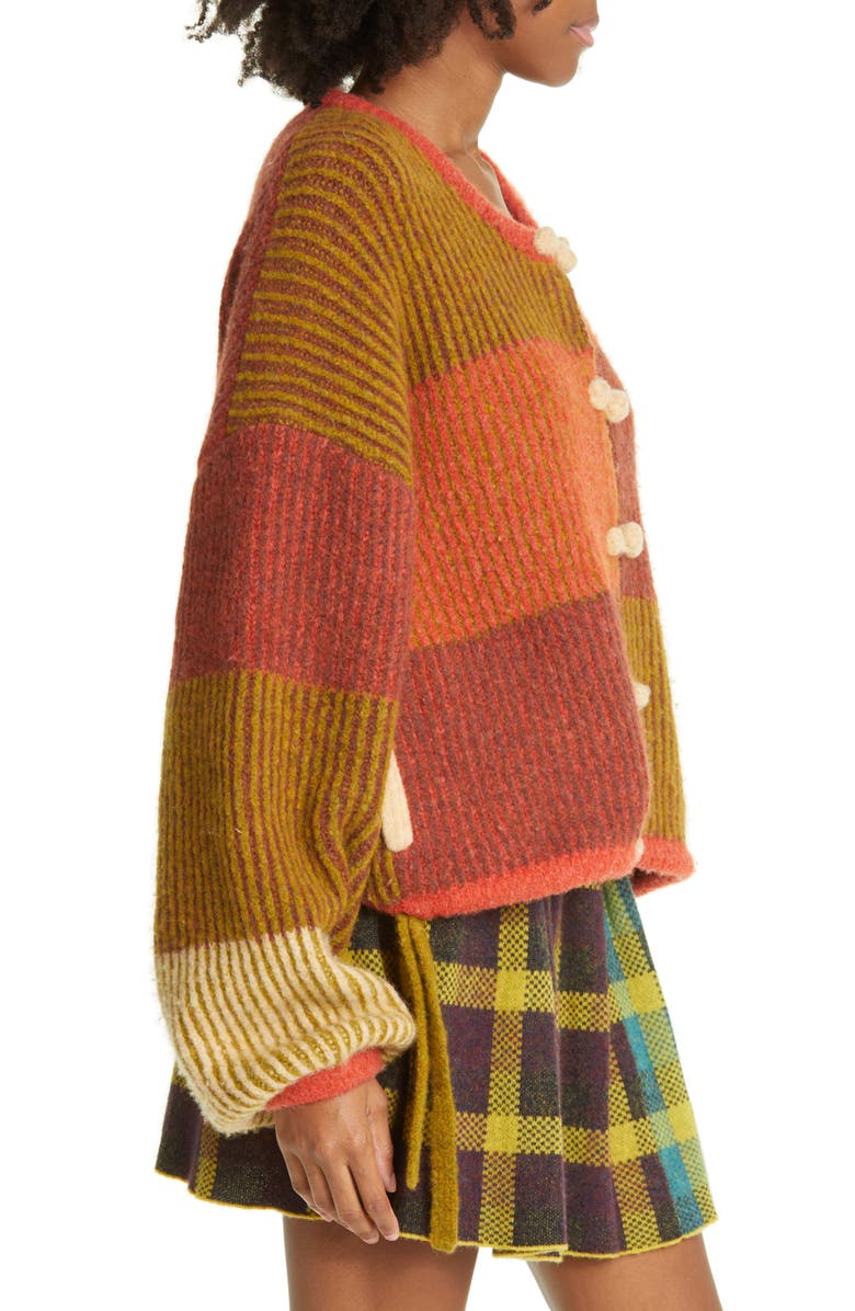 YanYan Charlie Wah Colorblock Wool Blend Cardigan, Alternate, color, 