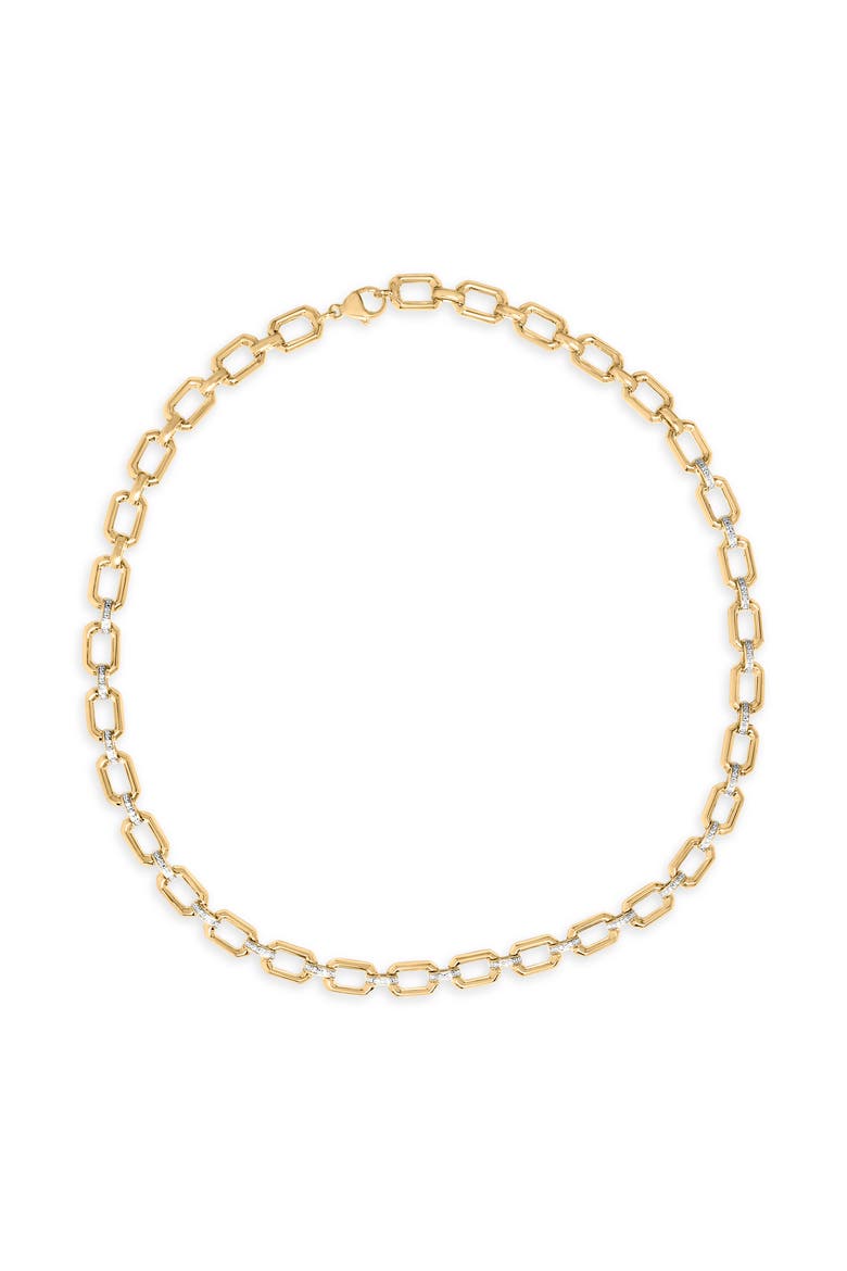 Gold Vermeil .925 Sterling Silver 1/4 Cttw Diamond Bold Octagonal Link Necklace, Alternate, color, Silver
