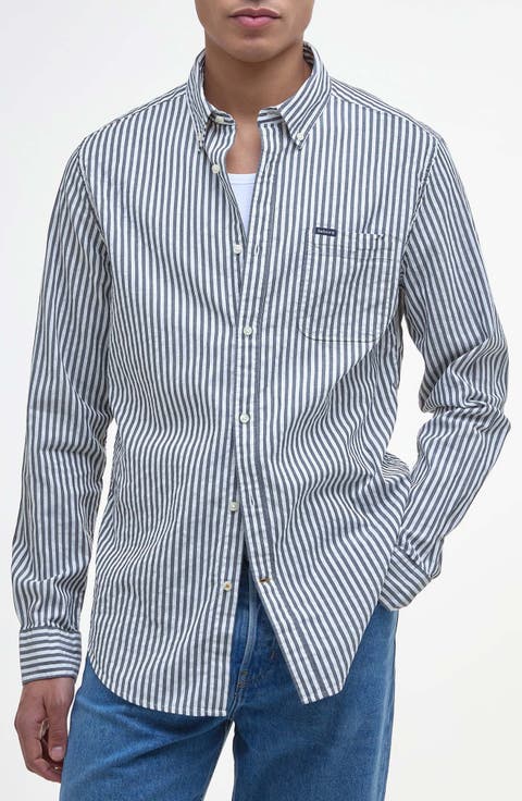Cresswell Stripe Cotton Seersucker Button-Down Shirt