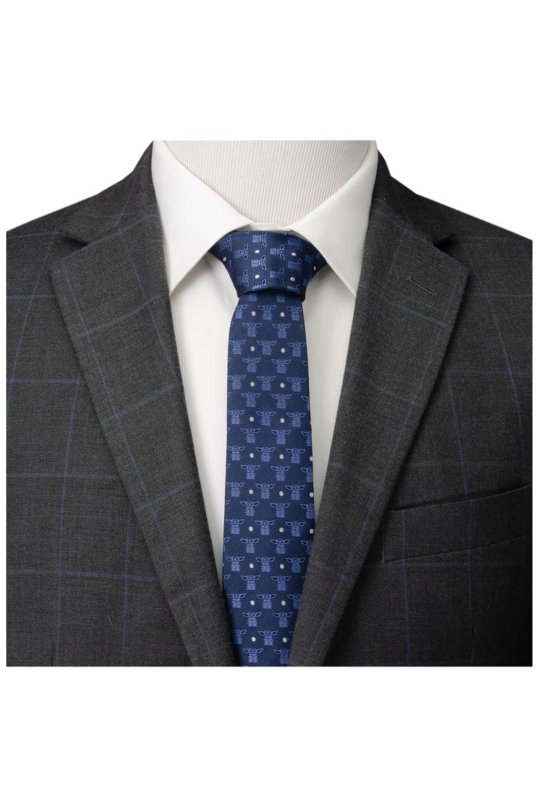 Grogu Outline Stripe Silk Blend Tie, Alternate, color, NAVY