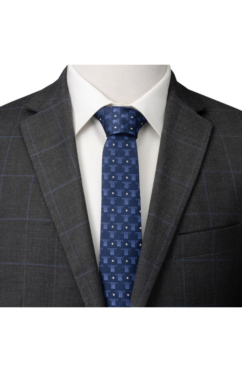 Cufflinks, Inc. Grogu Outline Stripe Silk Blend Tie, Alternate, color, Navy