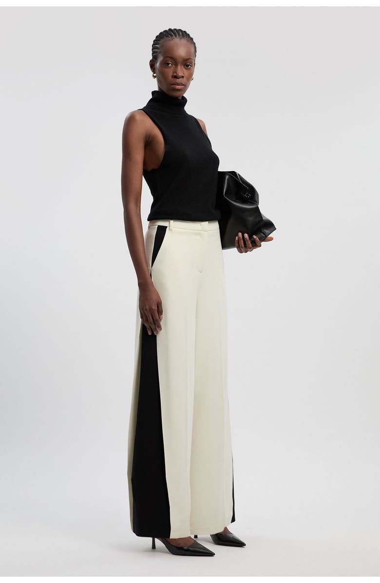 Karen Millen Contrast Colour Wide Leg Trouser, Alternate, color, Mono